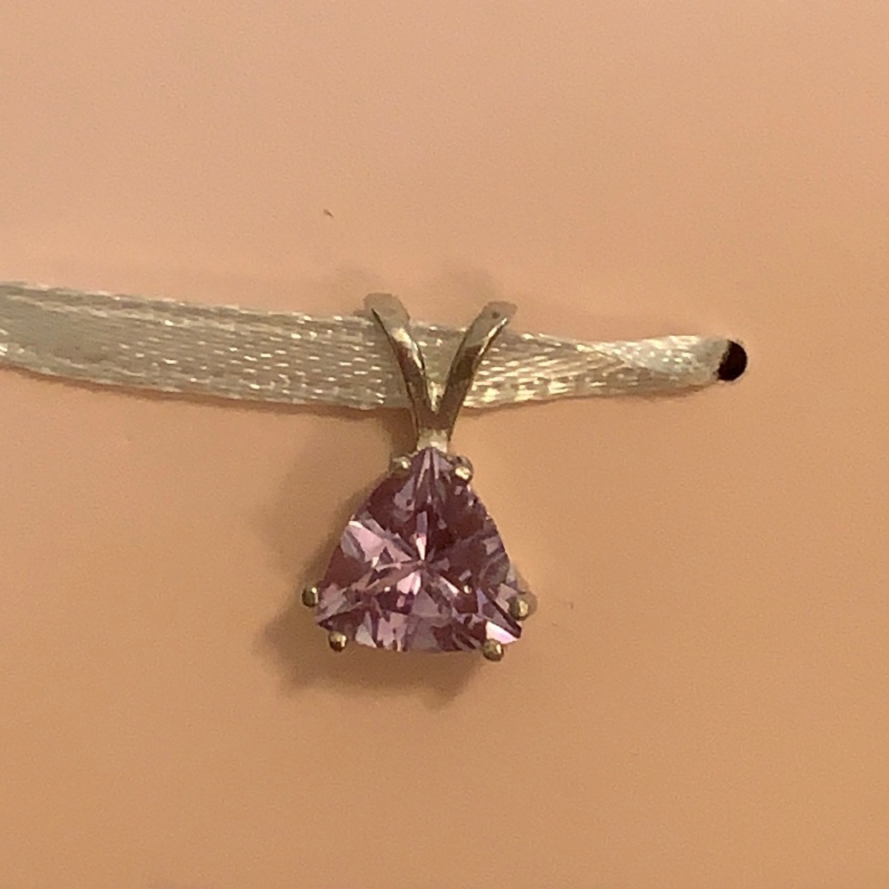 Pink Morganite CZ Triangle Pendant